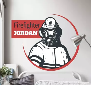 firefighter personalized name Custom Sticker - TenStickers
