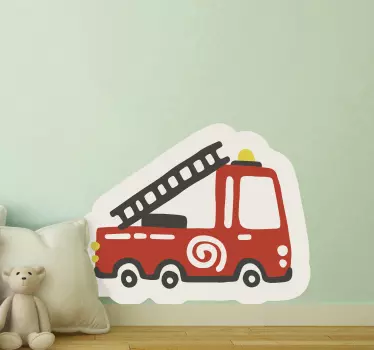 firefighter red car wall kids bedroom wall decal - TenStickers