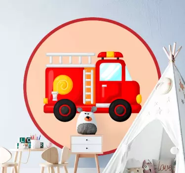 Firefighter red fire car Kids Bedroom Wall Sticker - TenStickers
