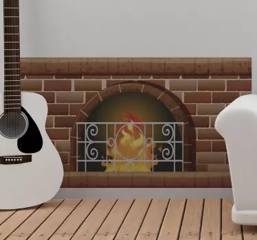 Fireplace brick gate object wall sticker - TenStickers