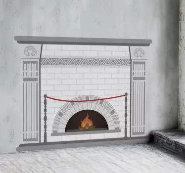 Fireplace white bricks object wall sticker - TenStickers
