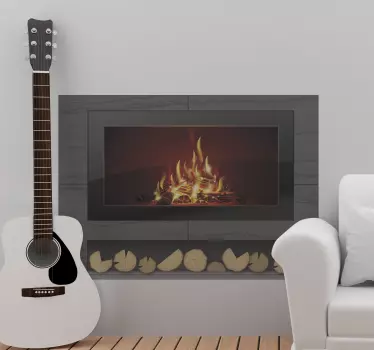 Fireplace with logs object wall decal - TenStickers