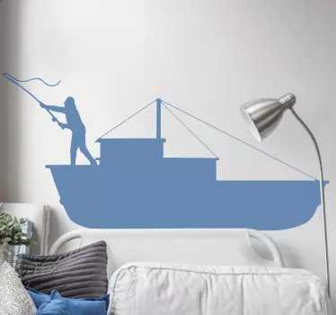 Fishing on a boat nautical sticker - TenStickers