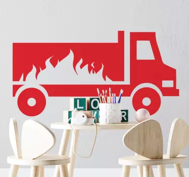 Flame truck toy decal - TenStickers