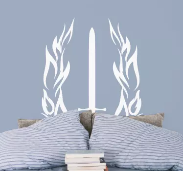 Flaming sword object wall decal - TenStickers