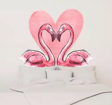 Flamingo Heart Wall Sticker - TenStickers