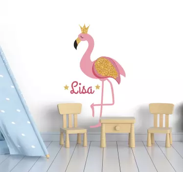 Flamingo with name bird sticker - TenStickers