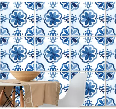Floral cement tiles pattern - TenStickers