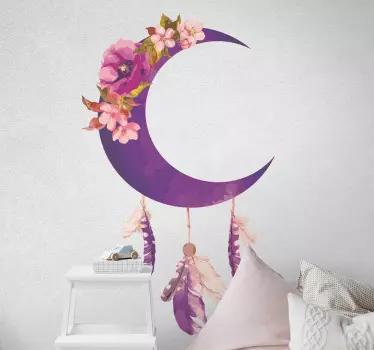 Floral dream catcher with moon object wall sticker - TenStickers