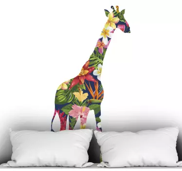 Floral giraffe wild animal sticker - TenStickers