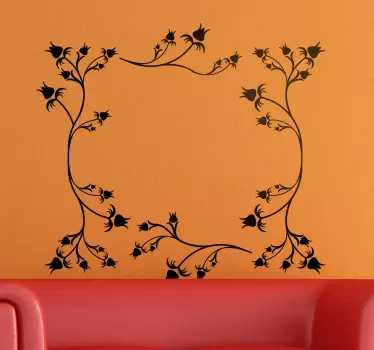 Floral Rose Frame Wall Sticker - TenStickers