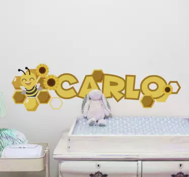 Flower with named bee Childrens Bedroom Wall decal - TenStickers