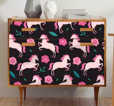 Flowers and plants with horses decals for furniture - TenStickers