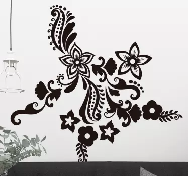 Flowers and spirals floral wall decal - TenStickers