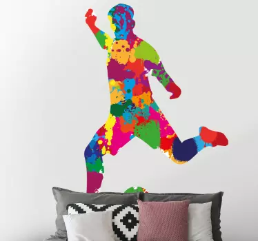 Football player splash colours football sticker - TenStickers