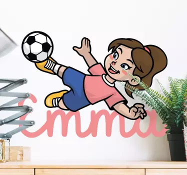 Football sticker girl kicking ball - TenStickers