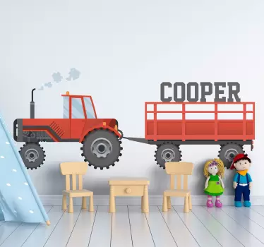 Football sticker tractor with custom name - TenStickers
