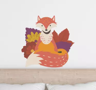 Fox in autumn leaves wild animal sticker - TenStickers