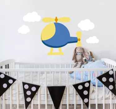 Friendly Helicopter Kids Sticker - TenStickers