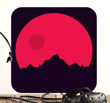 Gaming mountain and moon video game wall sticker - TenStickers