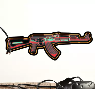 Gaming neon weapon video game wall sticker - TenStickers