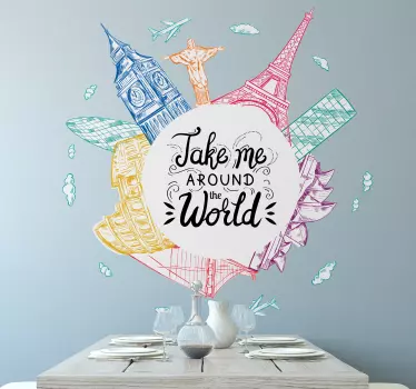 Gems around the globe vintage travel decal - TenStickers