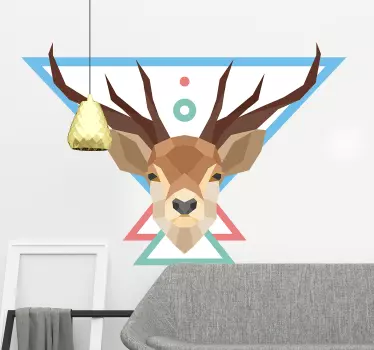 Geometric deer animal sticker - TenStickers