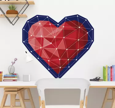 Geometric heart origami style love wall decal - TenStickers