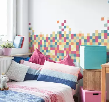 Mosaic cubes shapes headboard wall sticker - TenStickers