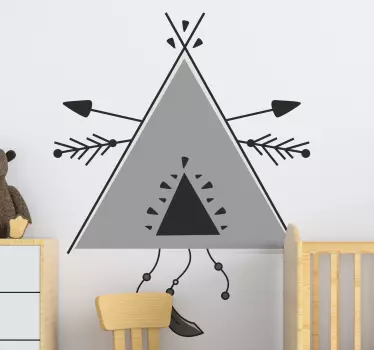 Geometric Teepee tent in grey scale wall sticker - TenStickers