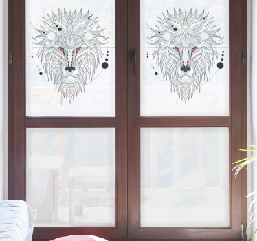 geometrical lion design window film - TenStickers