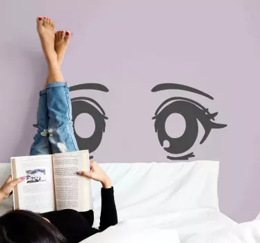 Girl anime eyes character wall decal - TenStickers