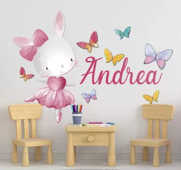 Girl dancing ballet  with name  illustration decal - TenStickers