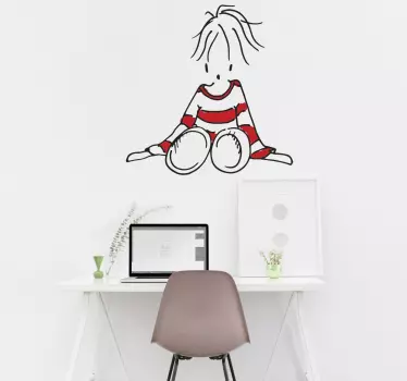 Girl in Striped Jumper Wall Sticker - TenStickers