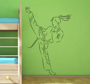 Girl Karate Kick Sticker - TenStickers