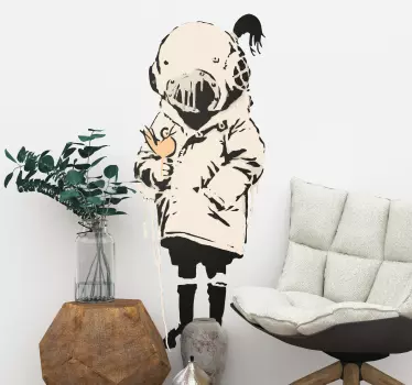 Girl with bird Banksy Living Room Wall Decor - TenStickers