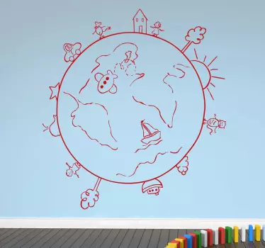 Globe Travel Sketch Decal - TenStickers