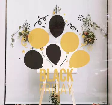 Golden and black balloons stickers black friday - TenStickers
