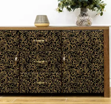 Golden leaves over a graphite background decals for furniture - TenStickers