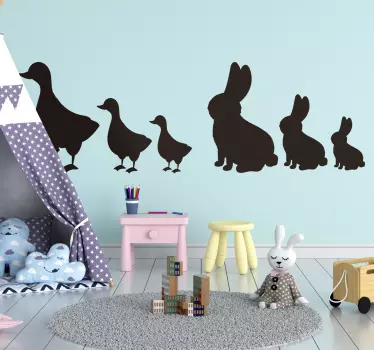 Goslings and rabbits farm animal decal - TenStickers