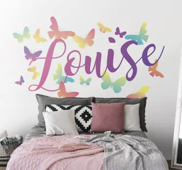 Gradient Butterflies with name Custom Sticker - TenStickers