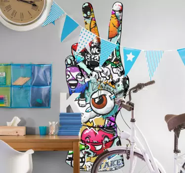 Graffiti hand colorful urban decal - TenStickers