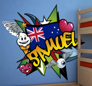 Graffiti Name australian flag urban decal - TenStickers