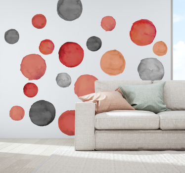 gray circles and pantone coral texture wall sticker - TenStickers