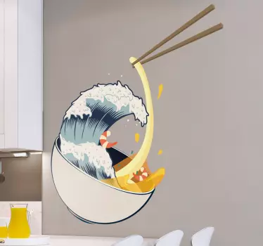 Great Wave Ramen Home Wall Sticker - TenStickers