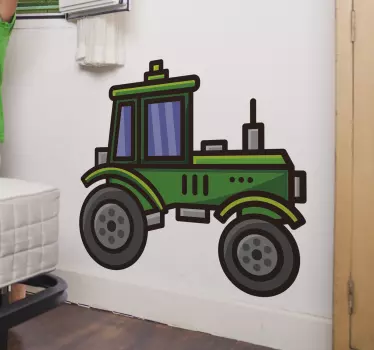 Green big tractor  Kids Bedroom Wall Sticker - TenStickers