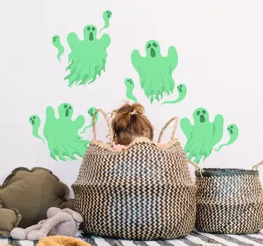 Green ghosts Home Wall Sticker - TenStickers