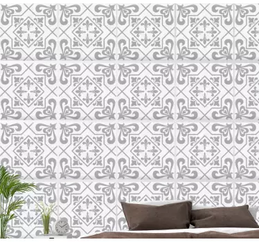 Grey and white cement tiles patterns transfer - TenStickers