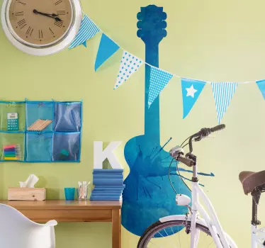 Guitar splatter rock wall sticker - TenStickers