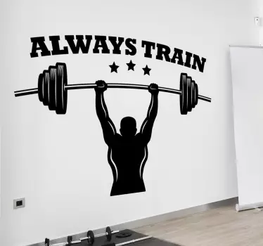 Gym hand with dumbbell and text wall decal - TenStickers